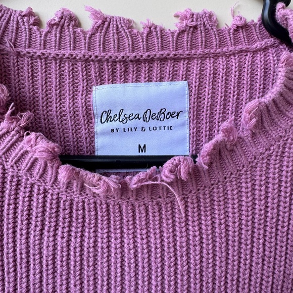 Chelsea DeBoer Distressed Sweater in Berry - Picture 4 of 4